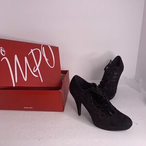 Impo Women Black Faux‎ Suede Lace Up Heels US 8 New W/Box